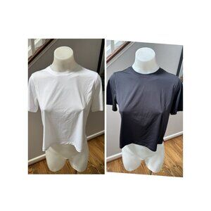 Lululemon Size 6 Lot Bundle of 2 Ultralight Waist-Length T-Shirts Black + White